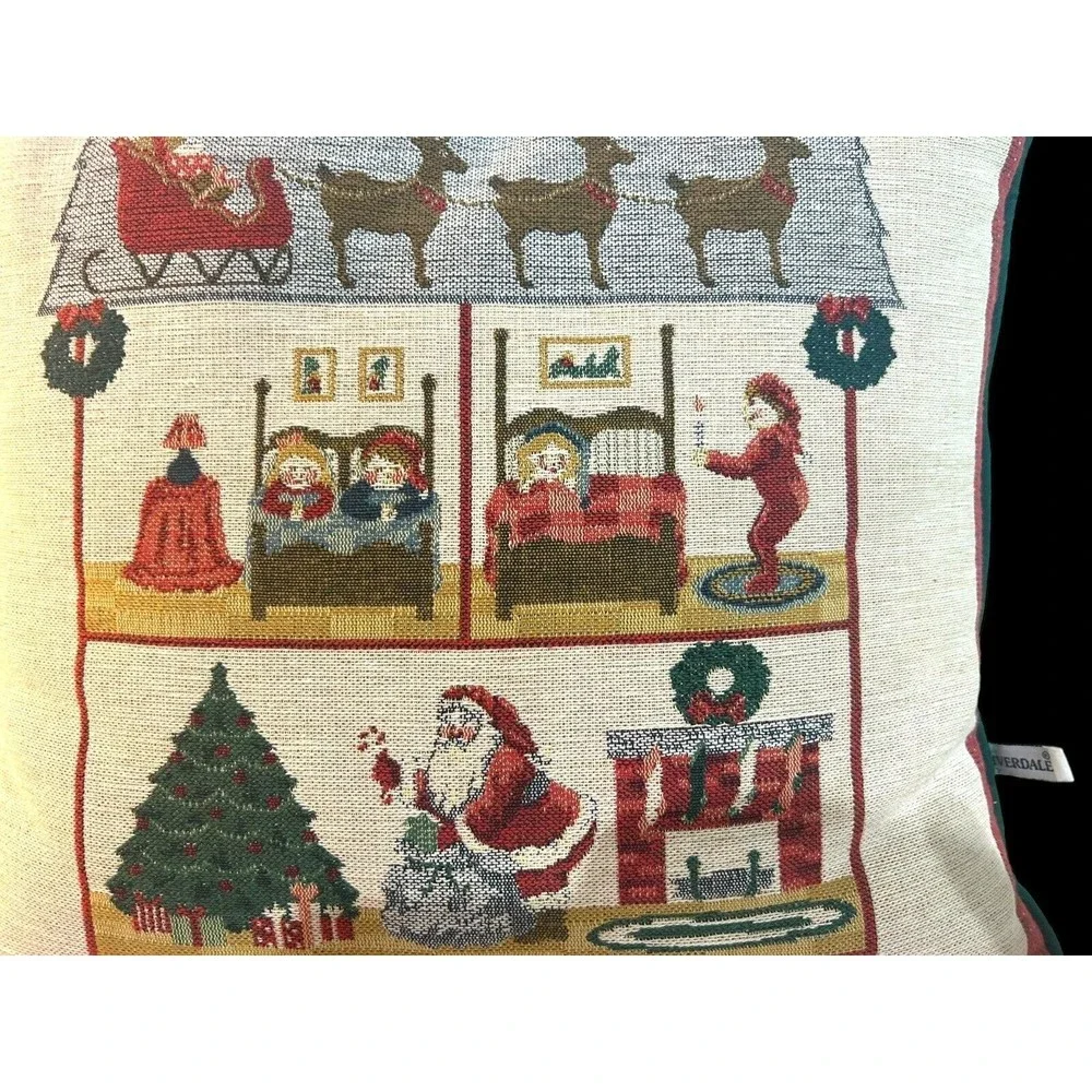 Riverdale ‘Twas The Night Santa Christmas Tapestry Throw Pillow Made In USA “14